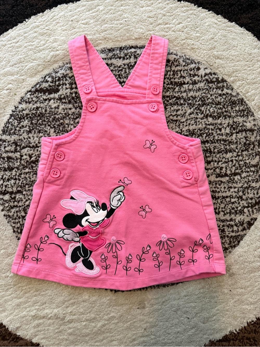 Disney Pink Minnie Mouse Embroidered Overall Dress